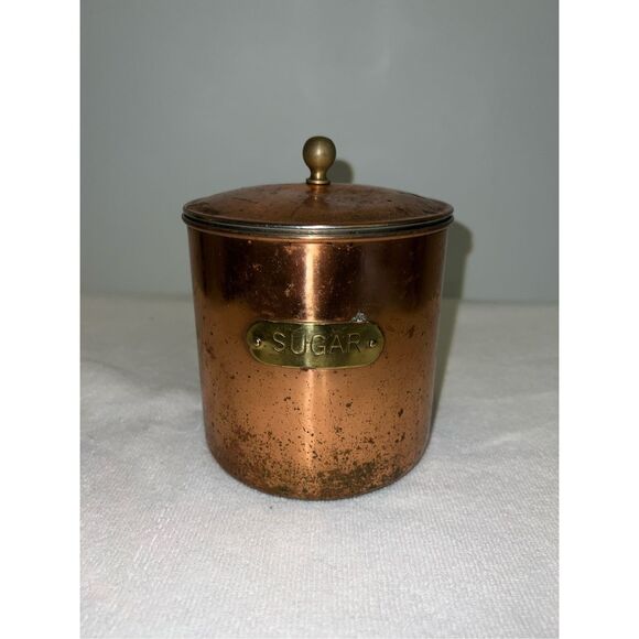 Copper Colored Sugar Jar - 6” w/ Lid Decor Canister - Picture 1 of 10